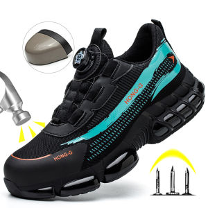 Rotating Button Safety Shoes  Anti-Impact And Anti-Piercing Work Shoes Lightweight Breathable Steel Toe Shoes for Men Women ﻿