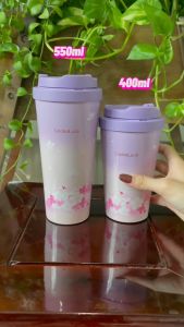 Ly giữ nhiệt LocknLock 550ml LHC3249 phiên bản Hoa anh đào - Hàng chính hãng mở nắp 1 chạm chất liệu thép không gỉ - JoyMall