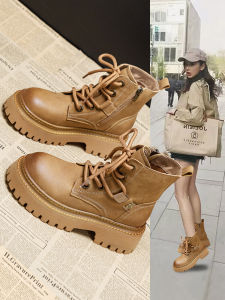 Giày bốt nữ LANKAMO Martin da thật đế dày cổ ngắn