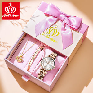 Fatelove  New Luxury Women Watch Genuine Brand Diamond Waterproof Quartz Watch Fashion Casual Rose Gold Stainless Steel Strap Watch Exquisite Gift Box for Girlfriend Gift