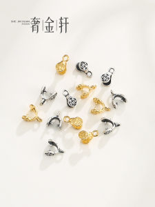 925 Pure Silver Gold Plated Mini Clasp Accessories Double Happiness Design Peace Buckle Clasp DIY Jade Pendant Head