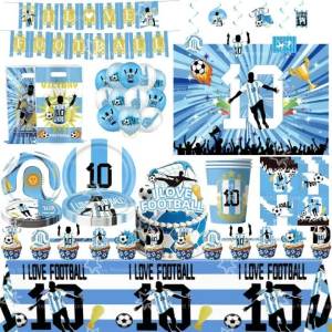 Miniso | Football Player Theme Party Decorations Soccer Backdrop Tablecloth Cup Plate Napkin Gift Bags Football Star Party Favors Supply