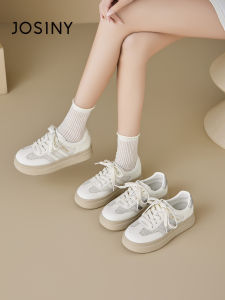 Josiny | Breathable Lightweight Thick-Soled White Canvas Shoes