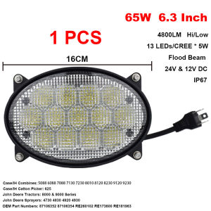6.3 "Polegada oval 65w projetor led para trator john deere 91209220932094209520962092309330943095309630 x1pc