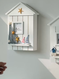 Ocean key box cabinet wall hanging sailboat fishing net key house storage box creative decoration
