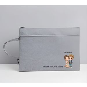 Christmas couple gift/ Personalized doubled zipped waterproof document bag + Own chibi charater & name