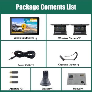 Wireless 5" 4-Channel Touchscreen Monitor BSD Blind Spot DVR HD Solar Magnetic Backup Camera Rear View for RV Truck Bus Trailer