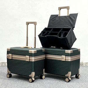 Fashionable Travel Suitcase Womens Compact Lightweight Luggage Flip-Open Design Photography Equipment Bag with Pull Rod