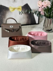 Simplesmile Silk Waterproof Zipper Inner Storage Bag for Hermès Kelly Mini/25 Handbag Organization Cosmetic Pouch Pure Color