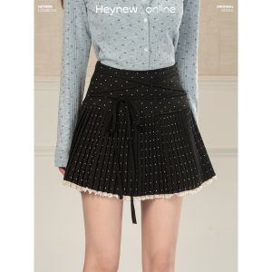loveheynew | Chân Váy Midi Nếp Li Chấm Bi Cao Waist Giúp Giảm Cân và Trẻ Hóa