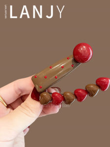 Korean Style Heart Pattern Hair Clip Blue Pearl Side Clip Fashionable Versatile Bangs Clip Side Clip Hair Accessories Women