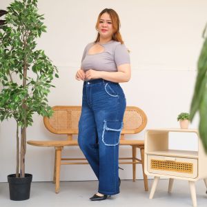 Celana Jeans Highwaist Kulot Cargo Jumbo AUG 31-38 Premium Jeans Wanita