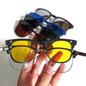 Kacamata Clip ON 5 Lensa Polarized Pria Wanita COD Best Seller