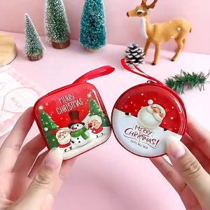 Christmas Decoration coin purse with Zipper Square Purse Xmas Party Gift Change storage bag wholesale