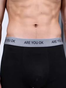Mens 5-Pack Ice Silk Boxer Briefs - "ARE YOU OK" Waistband Cool & Breathable Underwear Set