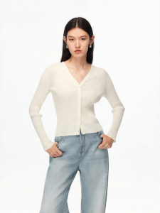Vero Moda | Cotton Slim Fit Button Solid Color Versatile Knitwear
