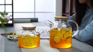 Elite Kitchen - Transparent Heat Resistant Borosilicate Glass Teapot Kettle Flower Tea Pot Water Coffee Jug Teko Jar Air Teko Kaca Tahan Panas Jug Air Sejuk