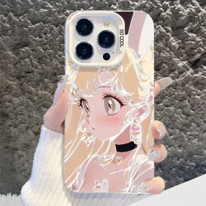 Cute Anime Sailor Girl Phone Case for  15 14Pro 13Promax 12Mini X XR XS Laser Hollow out Anti-Fall Protection Cover