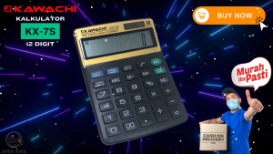 Kalkulator Kawachi KX-7S 12 Digit Electronic Calculator Digital Basic Calc Dual Power Solar and Battery Tombol Besar Free Baterai Auto Off Usaha Dagang Sekolah Laz COD Bisa Bayar di Tempat Graha Mart
