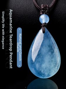 LINGFEI | Ice Blue Topaz Teardrop Shape Crystal Pendant Necklace