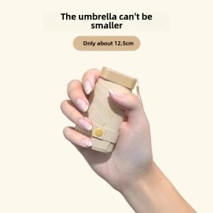 Pocket Umbrella Ultra-Light Mini Ultra-Fine 12cm Six Fold Sun Umbrella Card Vinyl UV Protection Foldable and Portable