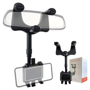 Car Rearview Mirror Phone Holder 360° Retractable Rotatable Cell Phone Holder Clip Mobile Phone GPS Support Phone Mount Stand