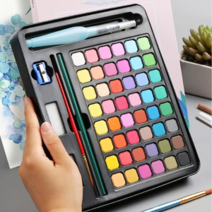 Portable Multi-Color Tin Box Set Of Watercolor Paints With Color Chart Drawing Paper And Art Supplies For Sketching
