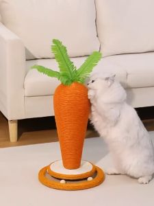 Carrot Shaped Cat Scratcher Pillar Cat Grinding Claw Stand Post Sisal Rope Cat Climbing Stand Tower Tree Toy Tiang Tali Sisal Lobak Merah Untuk Kucing