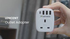 LENCENT 5-in-1 USB Plug Charger with 1 Type C and 3 USB Ports 1 Way Socket Extension USB Outlet Plug Extender for Household Appliances Android iPhone Smartphone Tablets