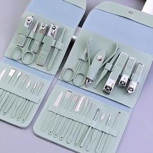 Stainless Steel 16pcs Manicure Set Care Tools Nail Clipper Set Beauty Nail Clipper Knife Trimmer Ear Spoon Beauty Set For Manicure/Pedicure/Beauty Cleaning Tools Home Set Tools Personal Nail Trimming High Quality Carbon Steel