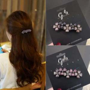 Korean Style Half-Up Hairpins Spring Clamp Side Bun Hair Accessories Four Leaf Clover Floral Hair Cards Elegant Hair Decorations