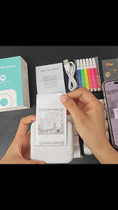 C15 เครื่องปริ้น พกพา ไร้หมึก  พิมพ์ที่อยู่ บาร์โค้ด สติ๊กเกอร์ แถมกระดาษเทอร์มอล 5 ม้วน พร้อมส่ง เครื่องปริ้นพัสดุ MINI Printer