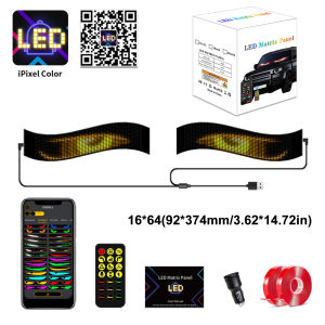 2Pcs Devil Eye Flexible LED Car Screen Bluetooth APP Remote Custom Text Image Windshield USB Scrolling Display Panel