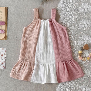 Girls Loose Sleeveless Suspenders Dress Summer New 100% Cotton Baby Girl Casual Dresses Suitable for babies aged 0-3 years