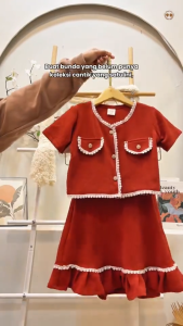 MARVES Sesil Setelan Rok Baju Anak Perempuan Bahan Knit Usia 2 Hingga 14 Tahun