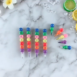 Stackable Rainbow Crayon Pencil Cute Kids Stationery Student Reward Birthday Party Favor School Drawing Coloring Gift