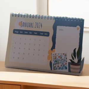 Kalender Meja Kerja Tanggalan Baru Tahun 2024 Warna Pastel