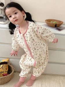 Korean Style Girls Bubble Cotton Sleep Bag Baby Four Season Universal Anti-Kick Quilt Children Home Clothes Pyjamas