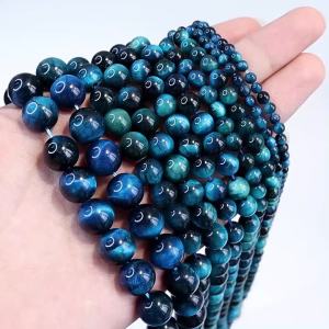 4/6/8/10/12mm Natural Stone Beads Blue Tiger Eye Round Loose Beads Diy Charm Bracelet Earrings for Jewelry Making 15" Strand