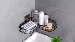 FYBEE Bathroom Corner Storage Rack Kitchen Rack Wall-Mounted Punch Free Toilet Corner Storage Hanging Shelf Rack