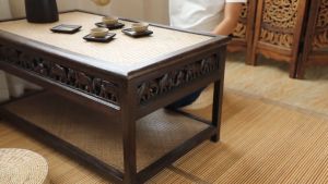 Hand Carved Wooden Coffee Table Rectangular Table Japanese Coffee Table Elephant Decorative Low Table Vintage Furniture