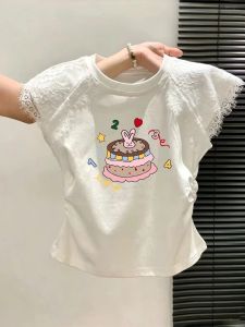 Rabbit Cake Print Pure Cotton Tshirt for Girls