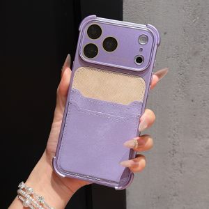 New Business Style Double-layer Card Bag Denim Texture Shockproof Phone Case For iPhone 17 16 15 14 Pro Max Large Window Cover