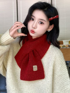 ผ้าพันคอถักสีแดงสำหรับผู้หญิง ฤดูใบไม้ร่วง/ฤดูหนาว ผ้าพันคอสำหรับผู้หญิง ผ้าพันคอถักแบบยืดหยุ่นสีแดง ผ้าไหมนุ่ม ผ้าขนสัตว์ ผ้าคลุมศีรษะ ผ้าคลุมไหล่