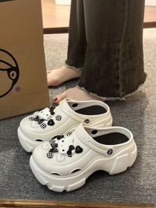 Womens Thick Heel Slip-On Sandals EVA Summer Outdoor Beach Wear-Resistant Childrens Slippers Cartoon Style Home Slippers