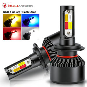 4Colors Strobe 60W Bulb Car Headlight H4 H7 LED Car Headlight Lamp H1 H8 H9 H11 9005 9006 9012 LED Car Flashing Fog Lights 2PCS