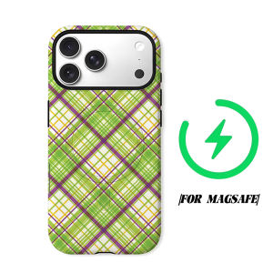 green purple diamond plaid Phone Case for iPhone 18 17 16 15 14 13 12 11 Air Pro Max Plus Double-layer Cover