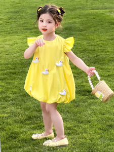 Summer Yellow Duck Baby Girl Vest Dress Korean Style Childrens Fashionable Sleeveless Princess Skirt Sweet Loose Waist