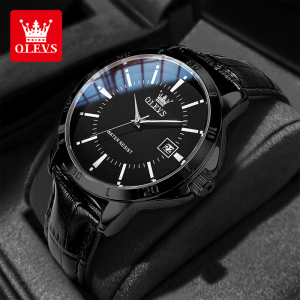 OLEVS Jam Tangan Pria Original Asli Anti Air Tahan Murah Digital Analog Terbaru Kulit Fashion Luxury Watch Men Cod