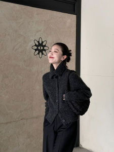 YUFUQING | Early Spring Fashion High-End Knitted Black Sweater Coat Dull Style Elegant Unique Top Cold Sensation Pure E-commerce Sales